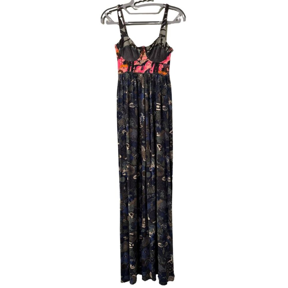 EUC Maaji Gallop Adj Bustier Horses Mixed Print Swimwear Maxi Dress - Medium